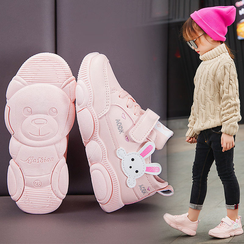 Children's sports shoes 2020 spring and autumn girls' cubs' shoes girls' breathable Board Shoes Boys' net face small white shoes