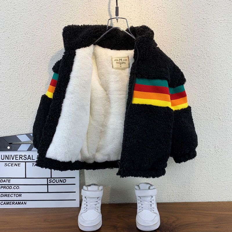 Boys' Plush coat autumn winter foreign style 2020 new fashion baby winter woolen clothes children's thickened cotton clothes [to be issued on December 9]