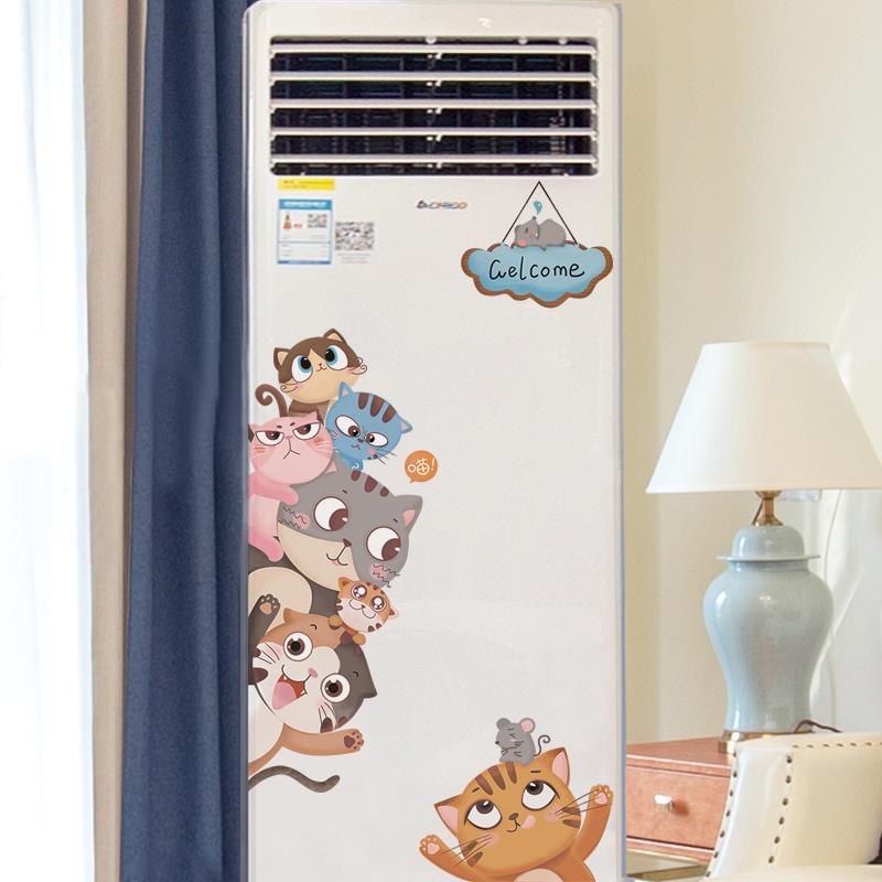 Air conditioning renovation stickers self adhesive creative stickers decorative painting vertical cartoon cute stickers refrigerator 3D wall stickers