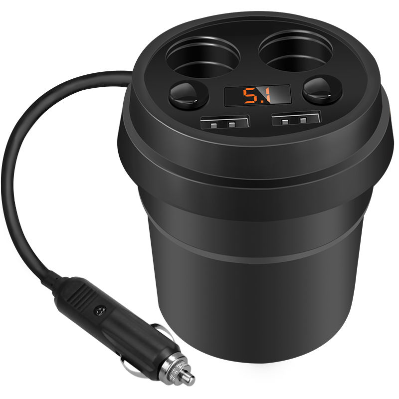 Car charger head cup charging car cigarette lighter one tow two car cup charging smart plug one tow three