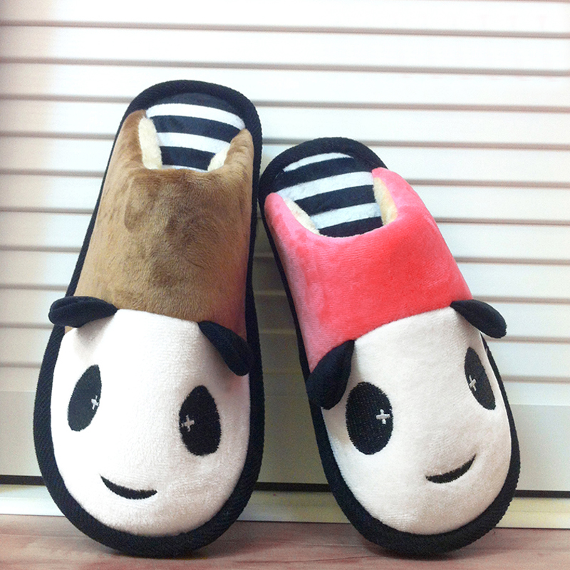 Lovely cotton slippers, female autumn and winter panda lovers, male home, indoor cartoon children, parents and children, three in a family