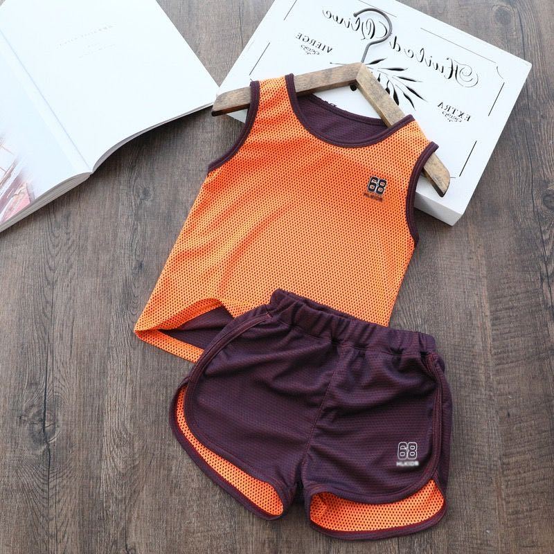 Children's quick drying suit boys and girls vest shorts sports two piece mesh summer new quick dry