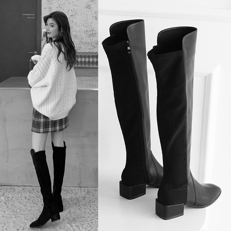 Long boots women's knee boots high heels thick heels women's high boots single boots Knight boots women's winter thin boots