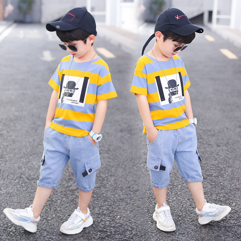 Children's wear boys' summer suit 2020 new style foreign style children's 4 Korean version 6 handsome 7 fashion 5-year-old boy's summer clothes