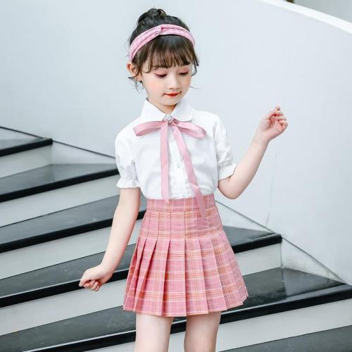 Girls' pleated skirt new net red children's plaid skirt pants college style primary school students' skirt middle school children's skirt
