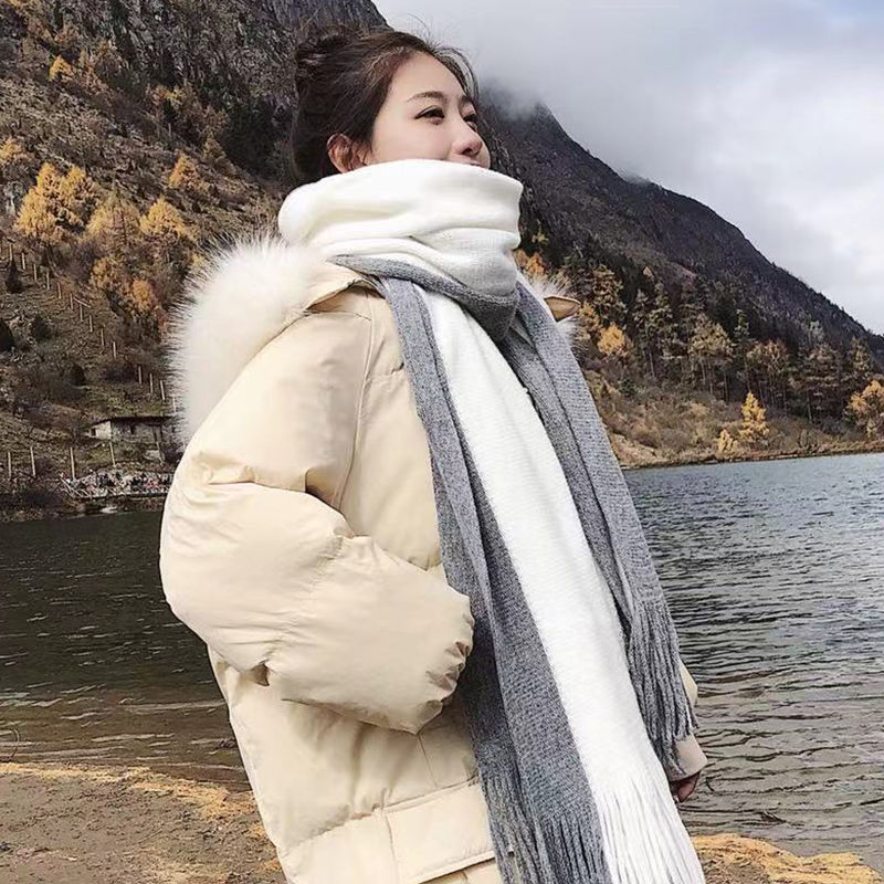 Scarf women autumn winter Korean version versatile lovely students thickened neck women's wool warm lovers shawl man