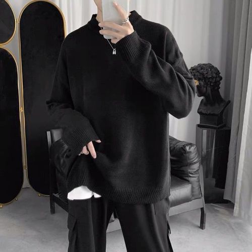 Autumn and winter sweaters for male students cool Korean loose trend versatile no pilling warm thickened knitted bottom coat