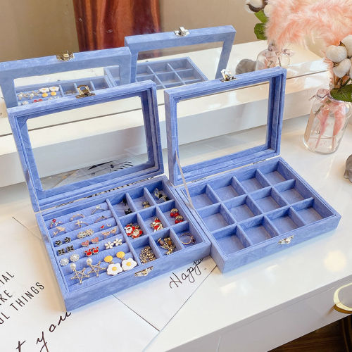 Jewelry box large capacity jewelry necklace earrings earrings storage box portable small exquisite jewelry box stall