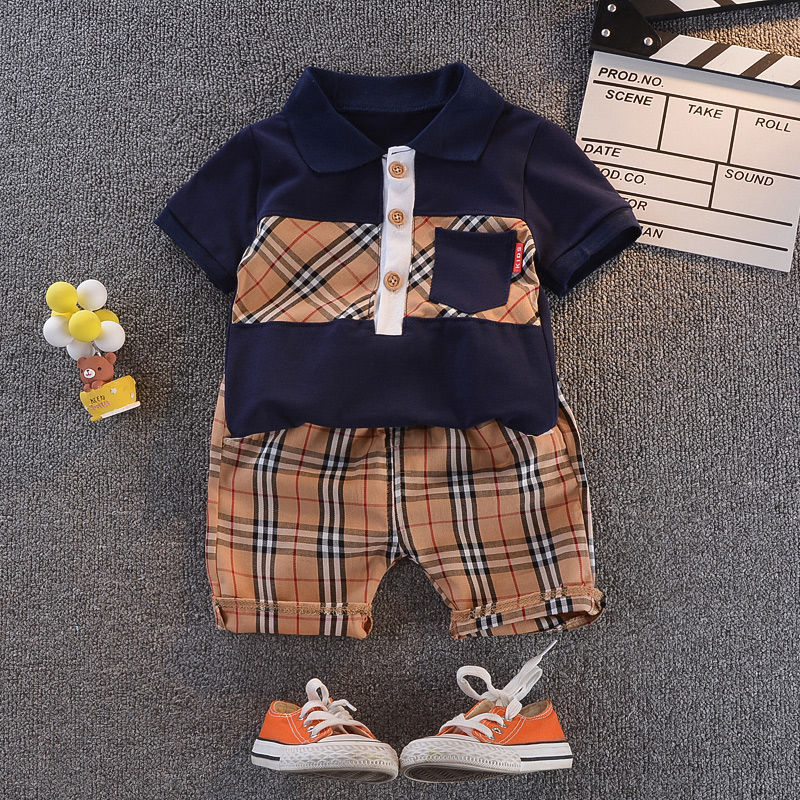 Children's foreign style polo shirt T-shirt 2020 summer new baby Korean version of cotton Lapel short sleeve suit fashion
