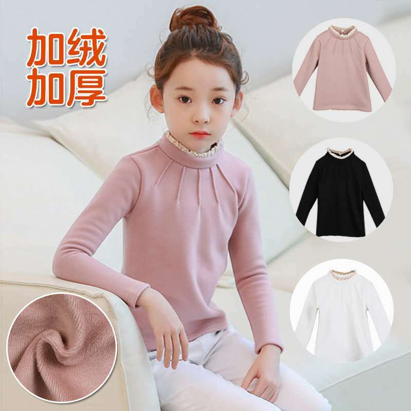 Girls' Autumn top long sleeve bottoming T-shirt autumn winter children's Plush Doll's shirt versatile top