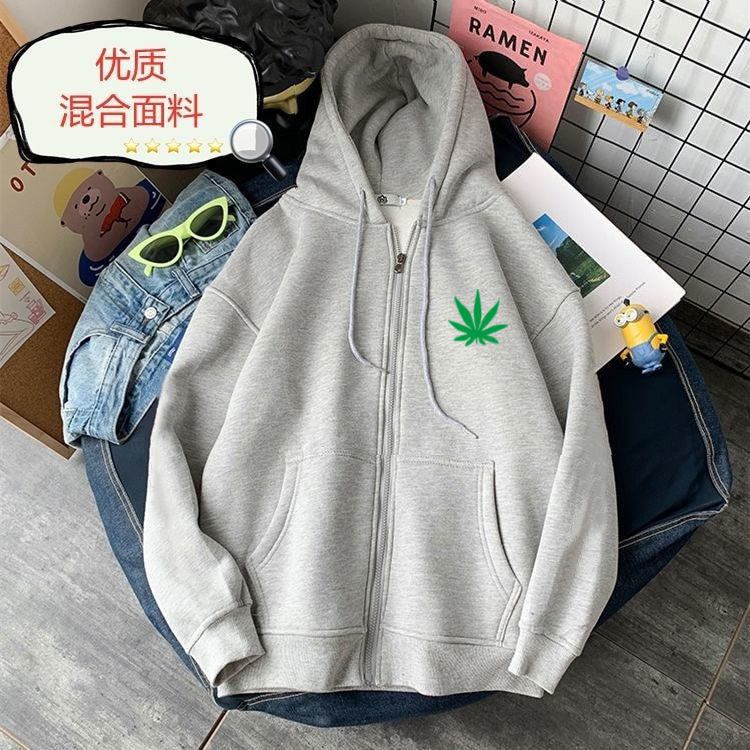 Autumn and winter sweater men's fashion hooded cardigan Korean fashion student Plush loose couple sports coat