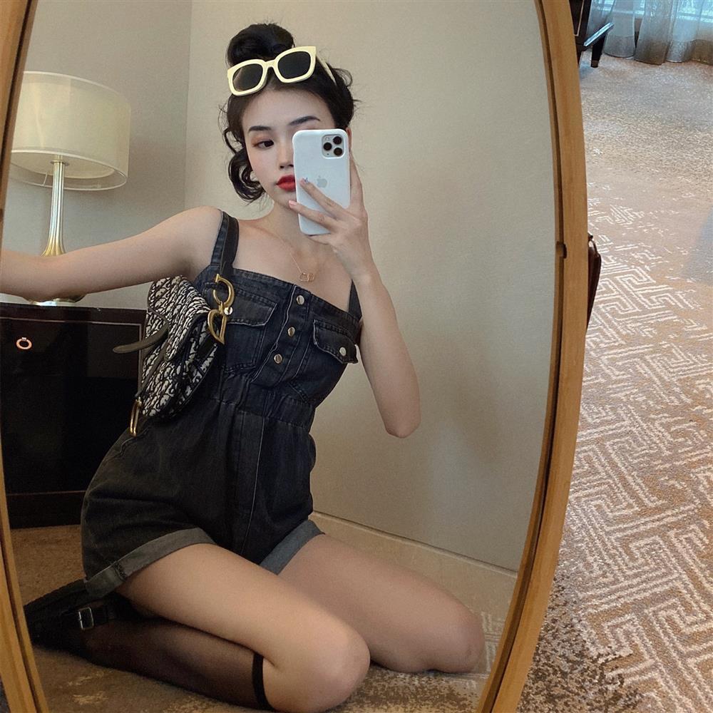 Retro denim one-piece shorts women's waist retraction new summer work wear suspenders high waist thin Jumpsuit pants