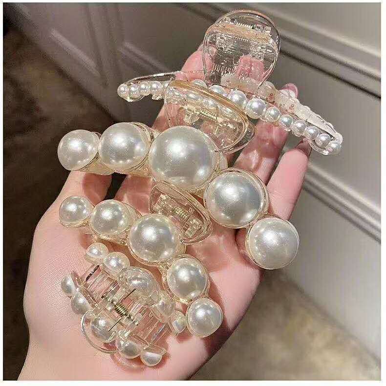 Pearl hairpin back head bath clip large Korean elegant shark hair clip hairpin clip headdress
