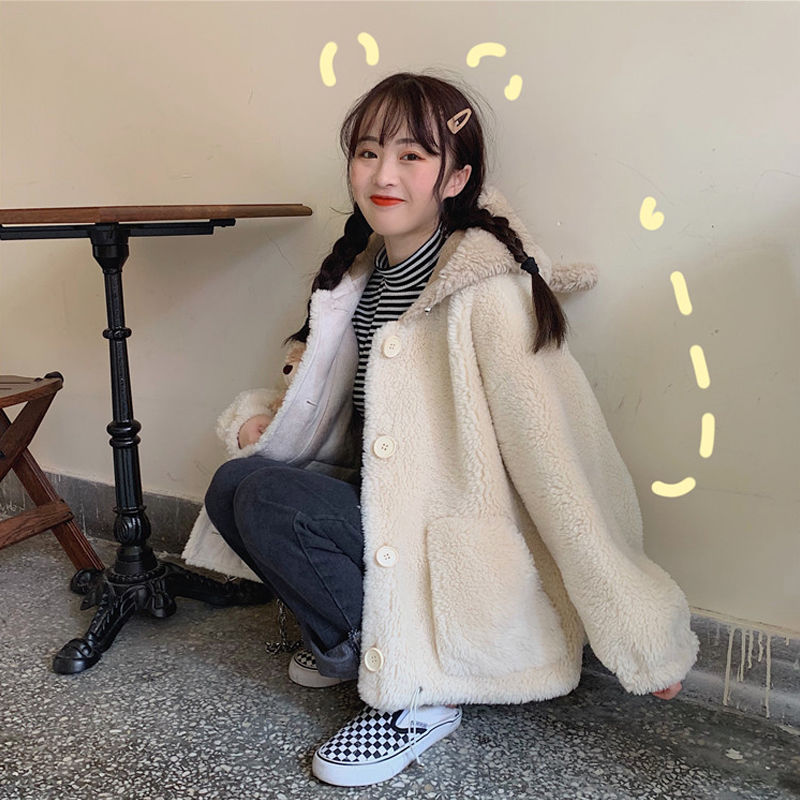 [300g plus cashmere thickening] cashmere coat for women's winter new style students' loose Korean cardigan top