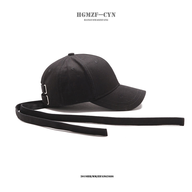 Hat Women spring and summer casual fashion baseball cap Men Street Long Belt Hip Hop hat Korean version simple and versatile cap