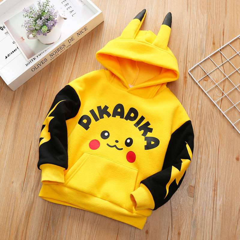 Pikachu children's clothing girls' Western style sweater 2020 new autumn and winter children's top Plush thick hooded girl