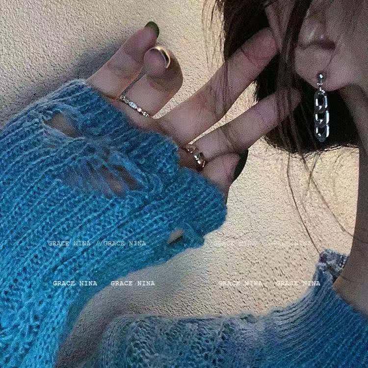 Winter new style simple chain earrings female personality Han chaoku short hip hop chain ear accessories