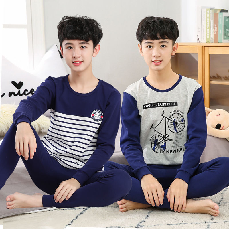 Youth pure cotton underwear set all cotton thin autumn clothes autumn Pants Boys middle school students cotton sweater autumn winter