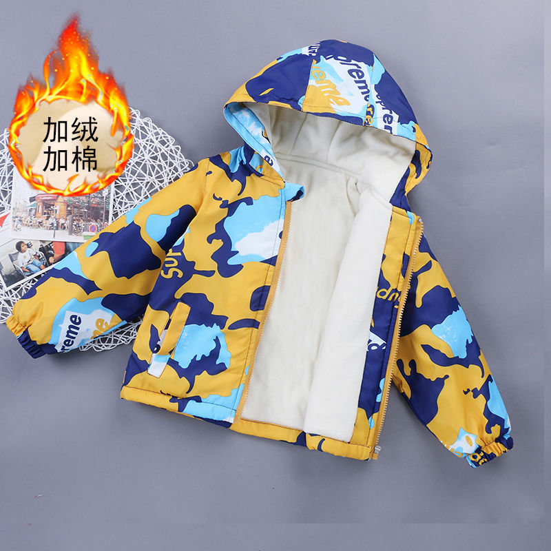 Children's new cotton padded jacket with cashmere and cotton windproof and warm cotton jacket