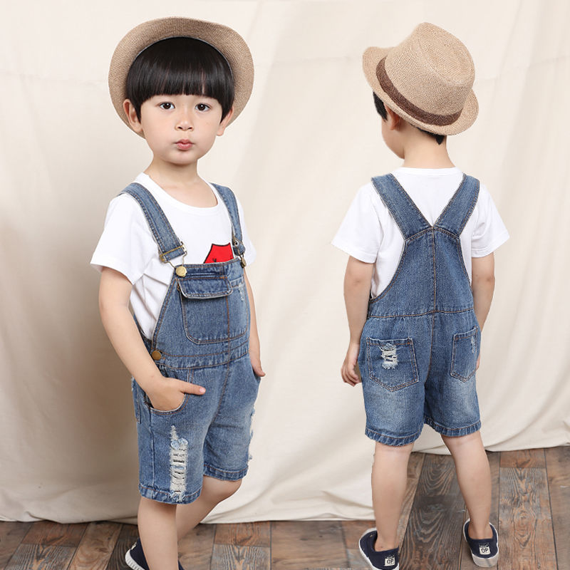 Children's hole jeans boy baby pants children's shorts wear summer tide thin pants casual pants