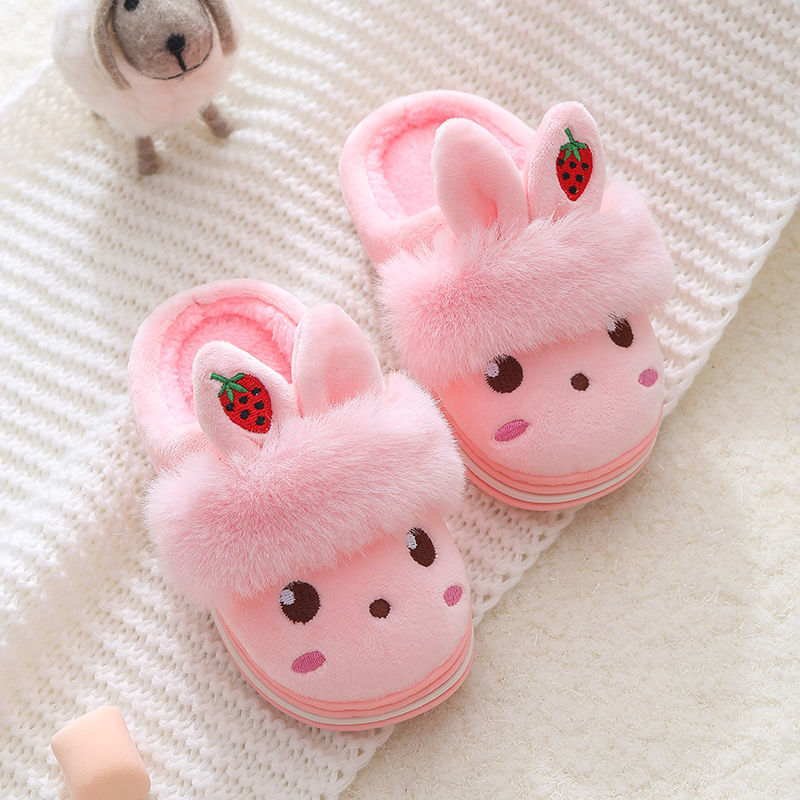 Children's cotton slippers winter new boys and girls cute cartoon baby warm indoor antiskid children's home shoes
