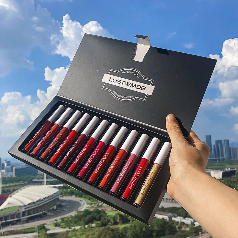 [12 Pack] matte mist Lip Glaze suit, durable, non stick cup, waterproof, student lipstick