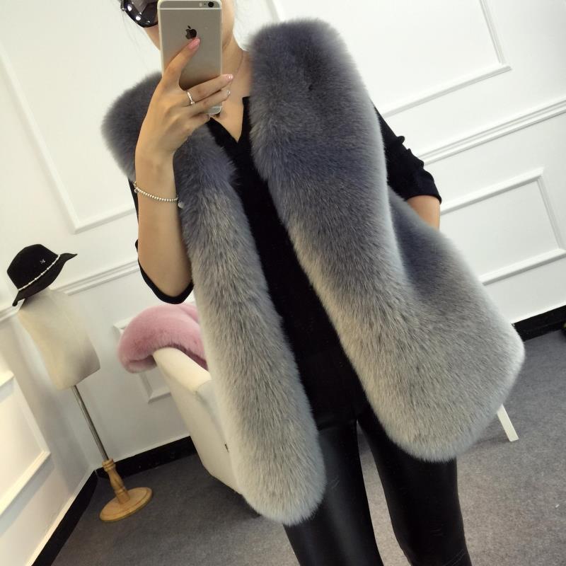 Autumn and winter new fur vest women's middle long slim Korean hairy vest thickened warm imitation fur coat