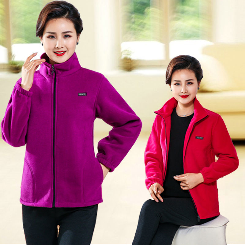 Middle aged and elderly sweater loose mother's fleece coat fashion women's clothing autumn winter polar fleece top spring and autumn women's wear