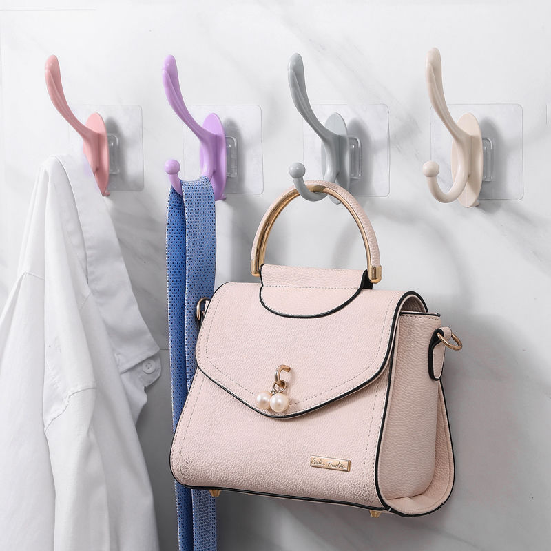 No mark hook on the wall behind the door, strong wall, no hole sticking, wall clothes, bathroom household wall sticking hook