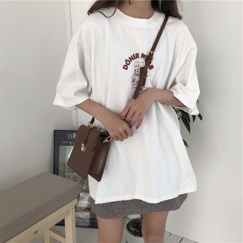 A versatile short sleeve T-shirt women's Korean fashion ulzzang student's half sleeve upper garment