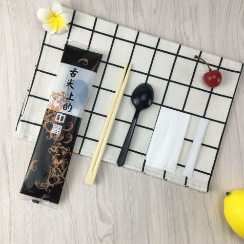 Disposable chopsticks wholesale four sets spoon toothpick paper towel set three sets of household high-grade tableware package