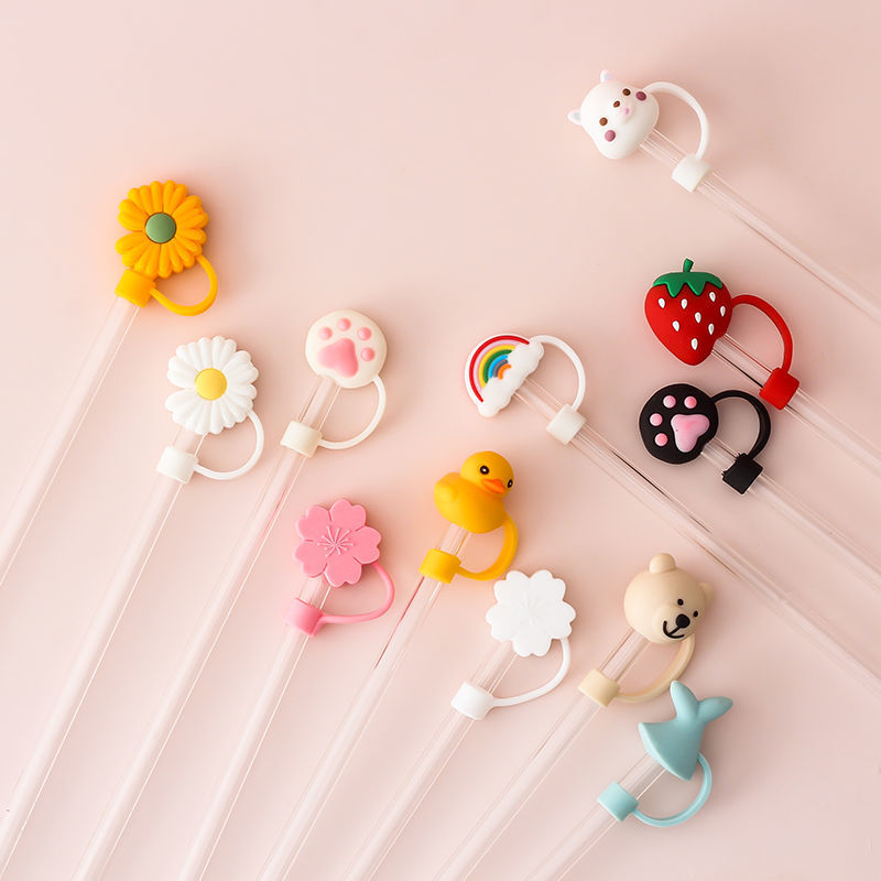 Straw cap girl straw cup dust plug food Silicone Cap straw protection sleeve