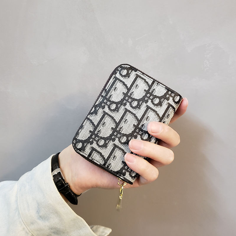 Ins new European and American anti magnetic card case female zipper organ fashion male and female card case Korean small pocket pocket female leather