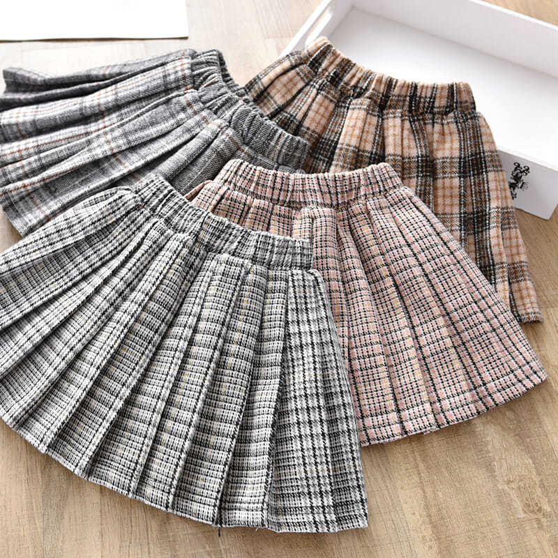 Girl's skirt autumn and winter new Korean style little girl pleated princess skirt children's Plaid Skirt