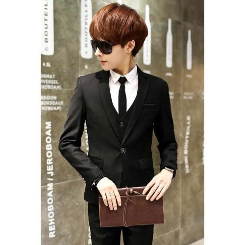 Suit suit men's Korean slim suit three piece professional suit casual suit best man wedding dress