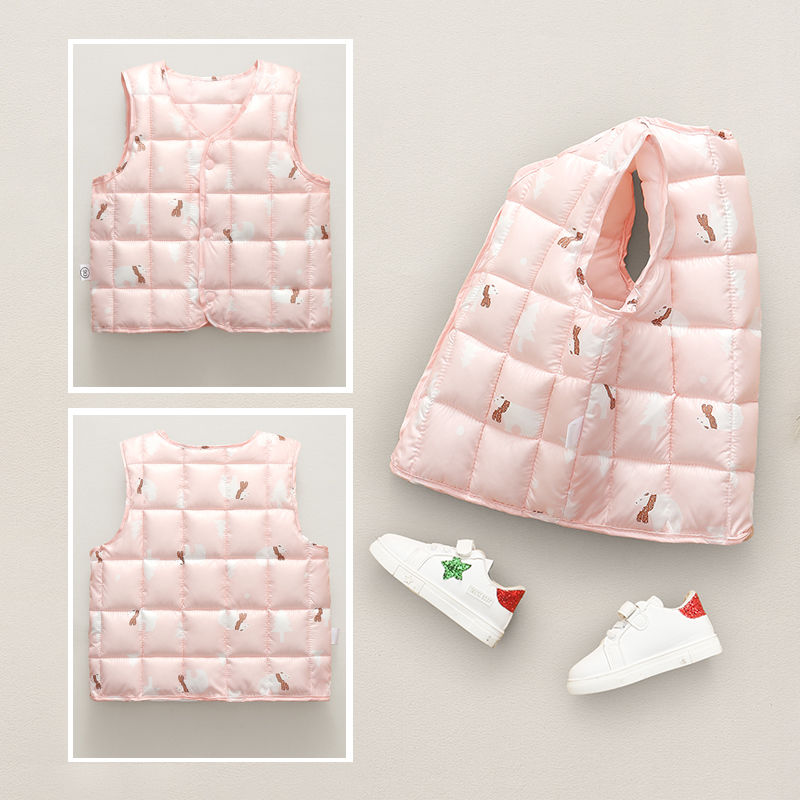 Children's Vest Boys and girls down cotton spring and autumn kindergarten children's light and warm, foreign style wear inside and outside