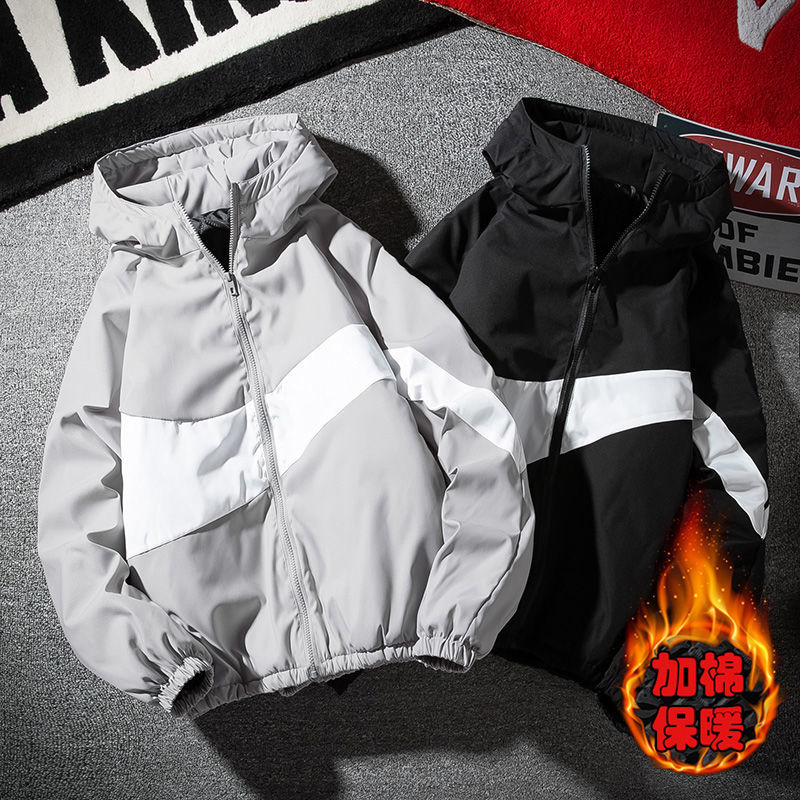 Jacket men's jacket autumn and winter student fashion stitching youth leisure hooded assault coat sportsmen's wear