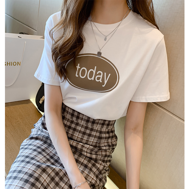 Spring Korean 2020 new relaxed lazy letter print cool style students wear short sleeve T-shirt women