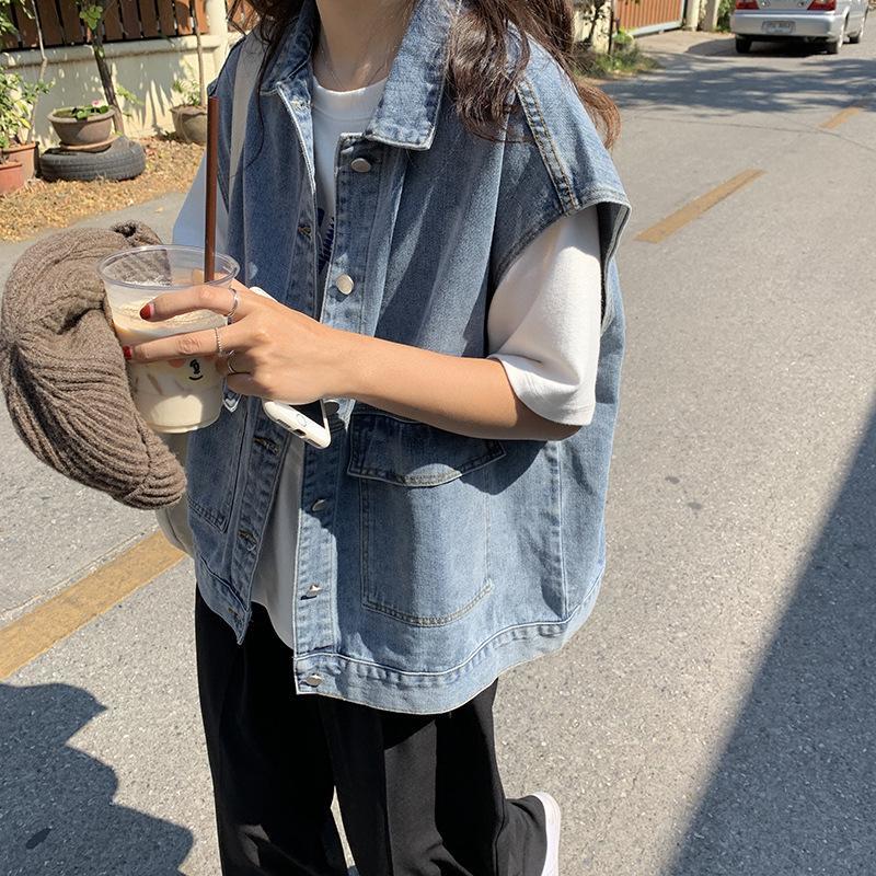 Spring 2020 work suit waistcoat with red denim jacket for women