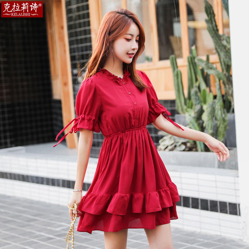 Chiffon dress new summer small short skirt Korean Version cute student large women's skirt