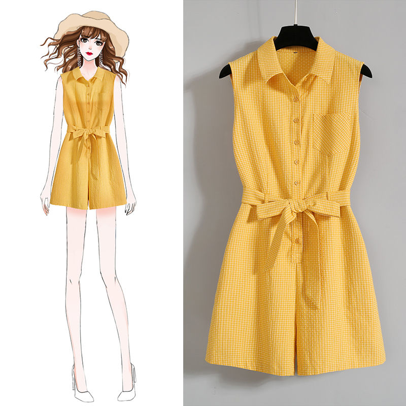 Large women's clothing 2020 summer new tooling one-piece suit women's small high waist close Waist Shorts one-piece women's clothing