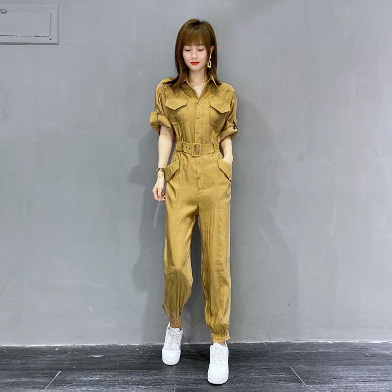 European station Lapel frock Jumpsuit fall 2020 new casual pants Korean Jumpsuit
