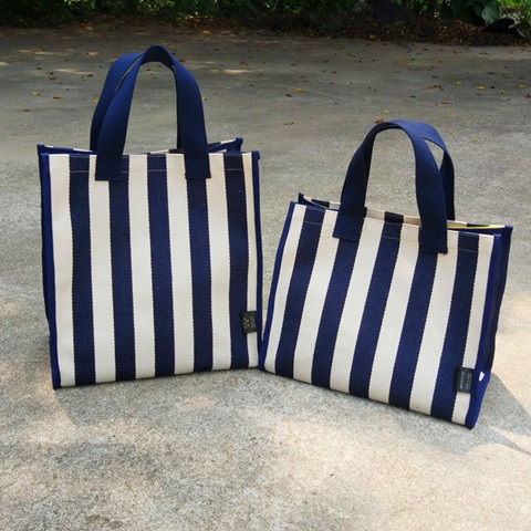 Korean new canvas bag women's fashion stripe shopping bag large bag simple leisure large capacity Shoulder Bag Handbag