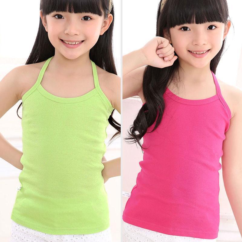 2-14 years old children's Vest pure cotton Girls Summer development primary school students' underwear thin medium and large girls' sling