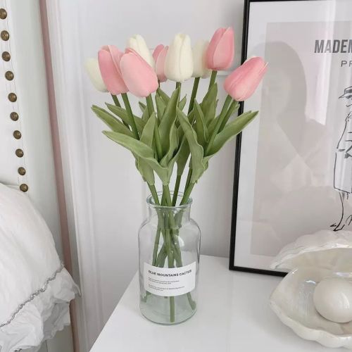 Tulip imitation flower vase desktop decoration ins living room decoration fake bouquet Photo Props