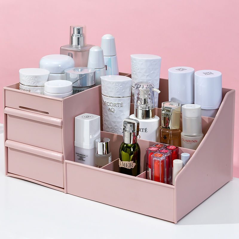Put cosmetics storage box desktop portable large capacity dresser packing box skin care products lipstick makeup shelf