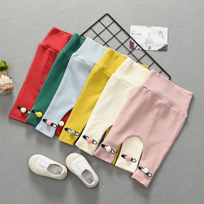 Spring cotton 0 autumn 1.5-year-old girl high waist pants male newborn baby PANTS LEGGINGS female big PP pants