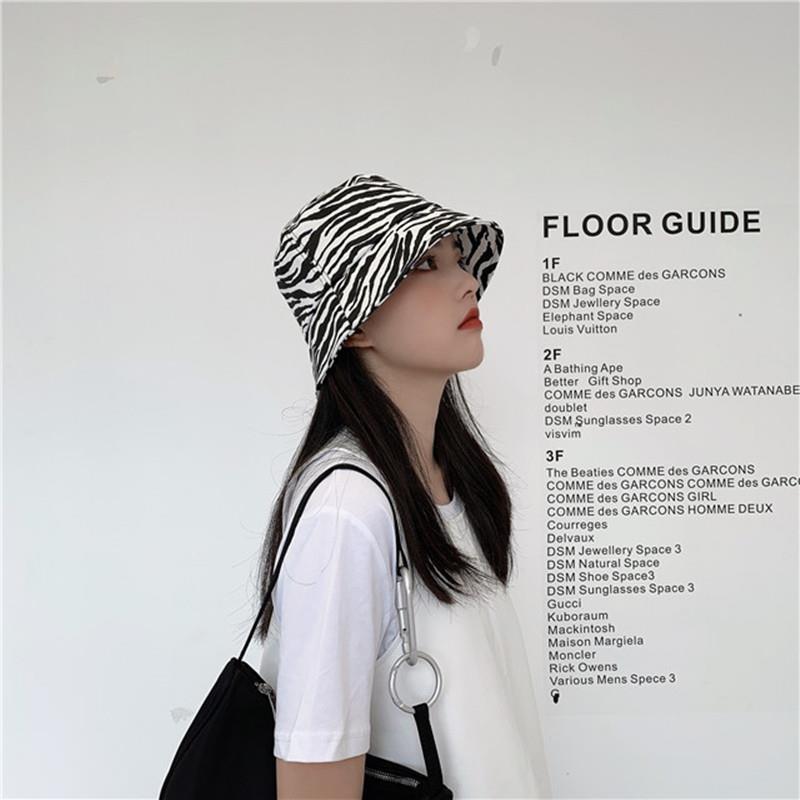 Zebra Print retro fisherman's hat summer sunscreen fashion hat children's Korean version of the Japanese bucket sunshade hat
