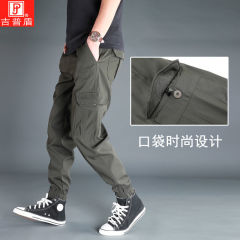 Jeep shield overalls men's Corset Harun pants autumn Plush pants loose winter large casual pants fashion label