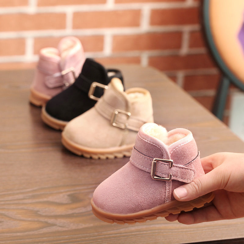 Winter boys and girls antiskid cotton shoes 1-2 years old Plush thickened walking shoes children snow boots baby shoes